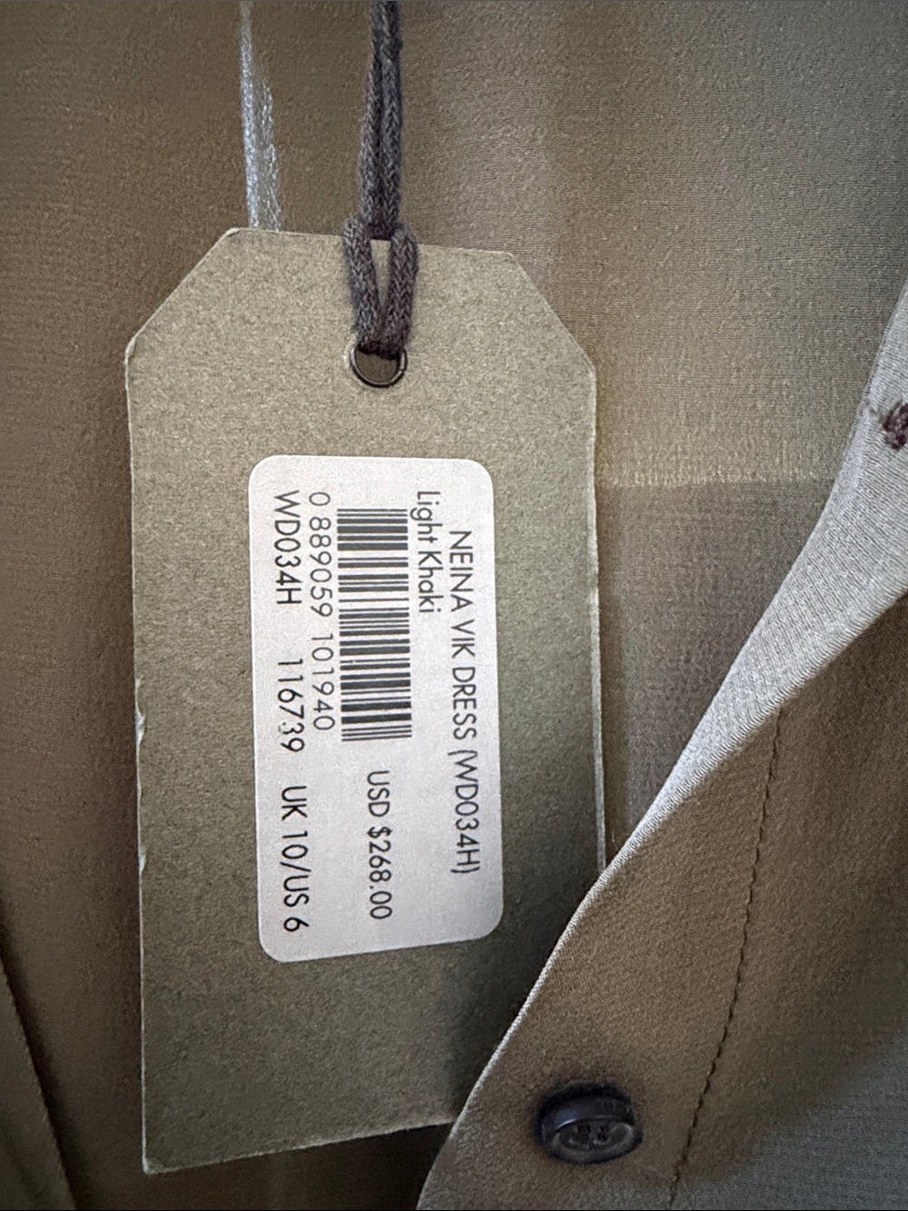 All Saints Nenna VLK Light Khaki Sleeveless Button Dress - Picture 2 of 3